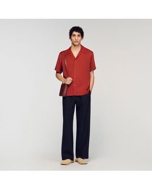 Sandro Loose-Fit Shark Collar Shirt - Red