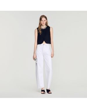 Sandro Jacket With Jewelled Neckline - White