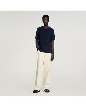 Sandro Fine Knit T-Shirt - Blue