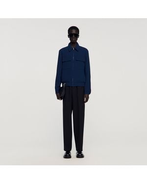 Sandro Textured Zip-Up Jacket - Blue