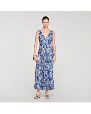 Sandro Floral Print Maxi Dress - Blue