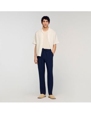 Sandro Straight-Leg Linen Trousers - Blue