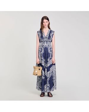Sandro Bandana-Print Maxi Dress - Blue