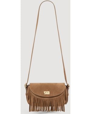 Sandro Mini Mambo Suede Bag - Natural