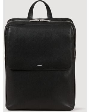 Sandro Recycled Leather Backpack - Black