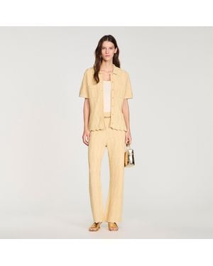 Sandro Rhinestone Knit Trousers - Natural