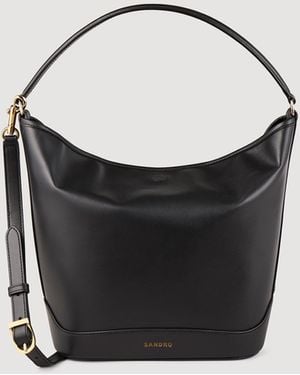 Sandro Leather Bucket Bag Tangoso - Black