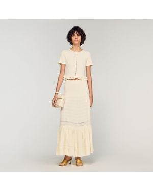 Sandro Long Knit Skirt - Natural