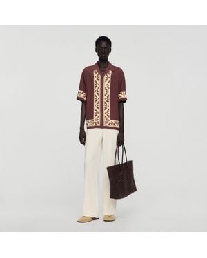 Sandro Contrast Print Loose-Fit Shirt - Multicolour