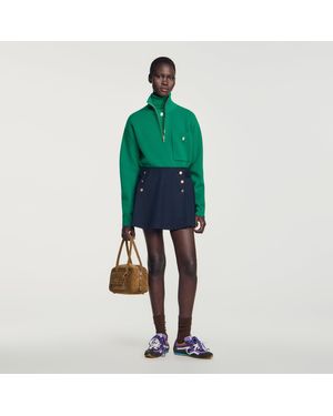 Sandro Jupe short à boutons en laine - Vert