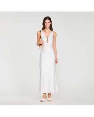 Sandro Jewel Satin-Effect Maxi Dress - White