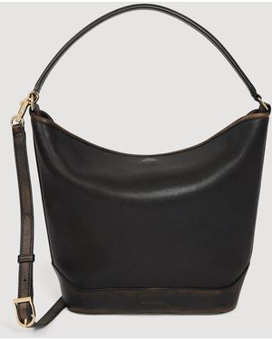Sandro Tangoso Aged Leather Bucket Bag - Black