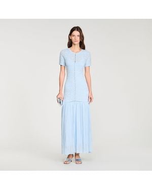 Sandro Beaded Knit Maxi Dress - Blue