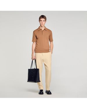 Sandro Cotton And Silk Polo Shirt - Blue