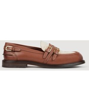 Sandro Shiny Leather Loafers - Brown