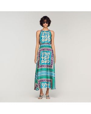 Sandro Floral Print Maxi Dress - Blue