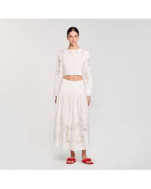 Sandro Poplin Crop Top - Pink