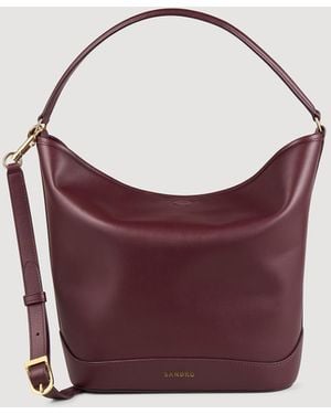 Sandro Leather Bucket Bag Tangoso - Red