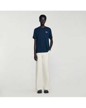 Sandro T-Shirt With Appliqué Logo - Blue