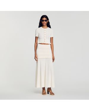 Sandro Pointelle Knit Maxi Skirt - Natural
