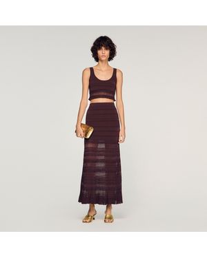Sandro Pointelle Knit Maxi Skirt - Purple