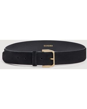 Sandro Ceinture cuir à boucle métallique - Noir