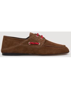Sandro Suede Lace-Up Boat Shoes - Brown