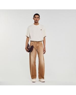 Sandro Faded Cotton Baggy Jeans - White
