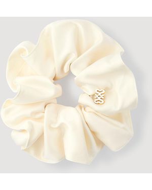 Sandro Plain Satin-Effect Scrunchie - Natural