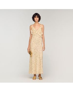 Sandro Flower Print Maxi Dress - Natural