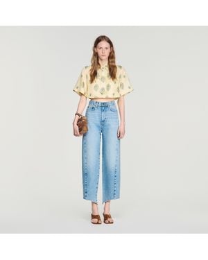 Sandro Paisley Print Top With Removable Tie - Blue
