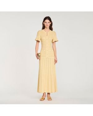 Sandro Rhinestone Knit Maxi Dress - Metallic