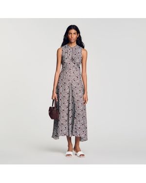 Sandro Daisy Print Midi Dress - Red