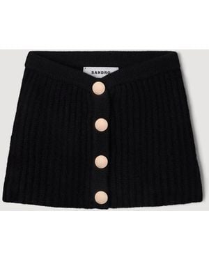 Sandro Standing Collar With Buttons - Black