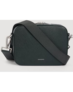 Sandro Small Synthetic Leather Logo Bag - Black