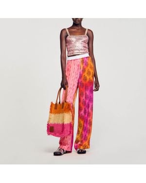 Sandro Pantalon fluide imprimé - Rose