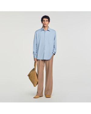 Sandro Oversized Cotton Shirt - Blue