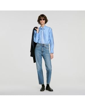 Sandro Jewellery Detail Satin Shirt - Blue