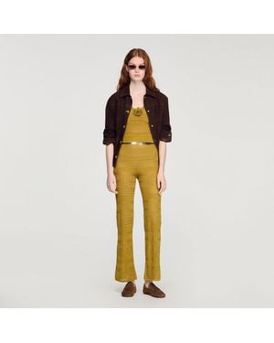 Sandro Pointelle Knit Trousers - Metallic