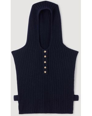 Sandro Wool Hooded Jumper Collar - Blue