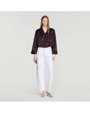 Sandro Shirt With Beads And Rhinestones - White