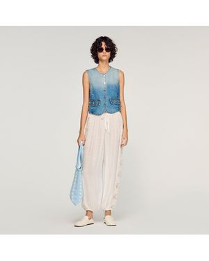 Sandro Crinkled Wide-Leg Trousers - Blue