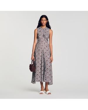 Sandro Daisy Print Midi Dress - Red