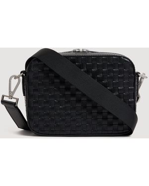 Sandro Small Woven Leather Bag - Black