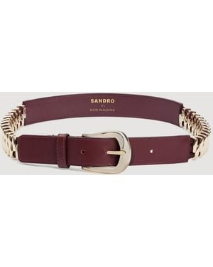 Sandro Leather And Metal Belt - Red