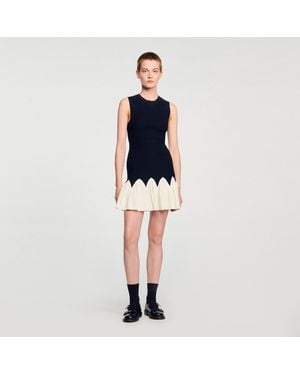 Sandro Two-Tone Short Knit Dress - Blue