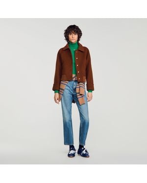 Sandro Short Wool Coat - Blue