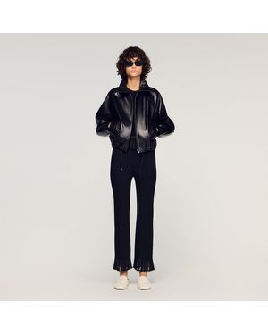 Sandro Ruffled Knit Trousers - Blue