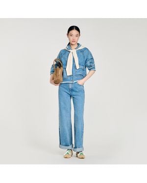 Sandro Faded Wide Straight-Leg Jeans - Blue