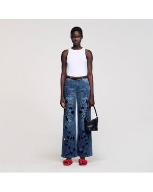 Sandro Embroidered Jeans - Blue